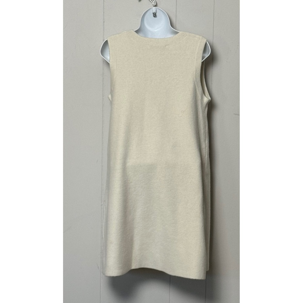 Zara Knit Sleeveless Mini Dress Cream Ivory Wool Blend Patch Pockets Size Large